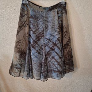 Woman's Blue, Brown, Tan & White Flowy & Stylish Skirt-Size 10